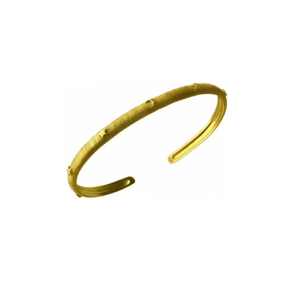 Vintage Brushed Finish Open Bracelet Gold Silver Color Stars Moon Chic Bracelet Stackable Bangle WomenGift Giving
