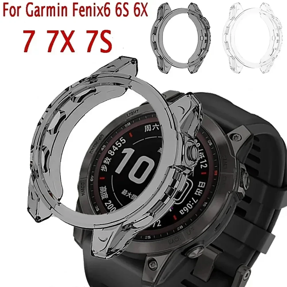 TPU Protective Case Cover For Garmin Fenix 7 7S 7X 6 6S 6X Pro  Smart Watch Clear Colorful Soft Protector Cover Shell