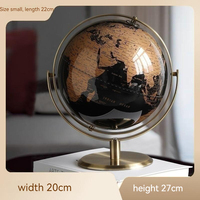 20/23cm Black Gold Metal Bracket Rotating Globe Desktop Decoration Geography Globe World Map Teaching Decoration Metal Crafts