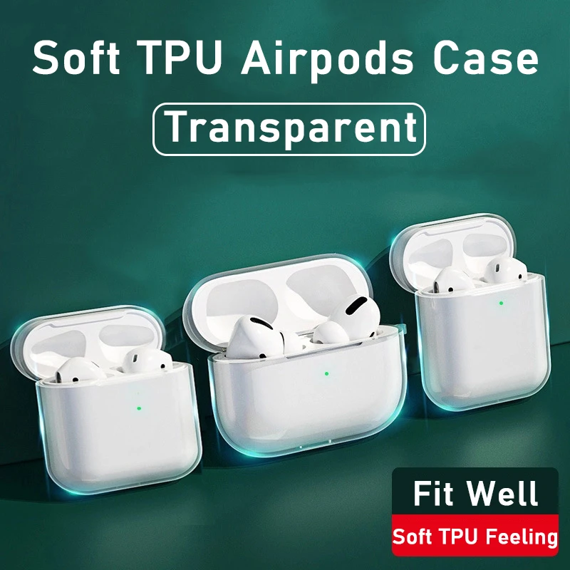 TPU Transparent Earphone Case for AirPods 1/2/3 Pro Gen Cover Case Earmuffs Anti-Scratch AirPods Protective Case