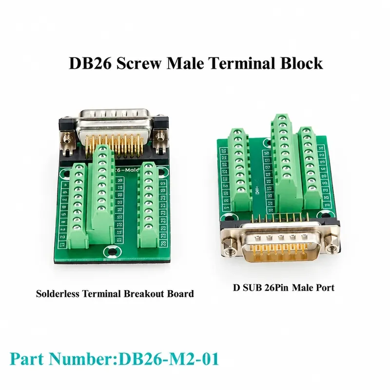 DB26 Male to Terminal Block Machining D-SUB 26Pin Serial to Solderfree Screw Breakout PCB Board Signal Module for Industrial