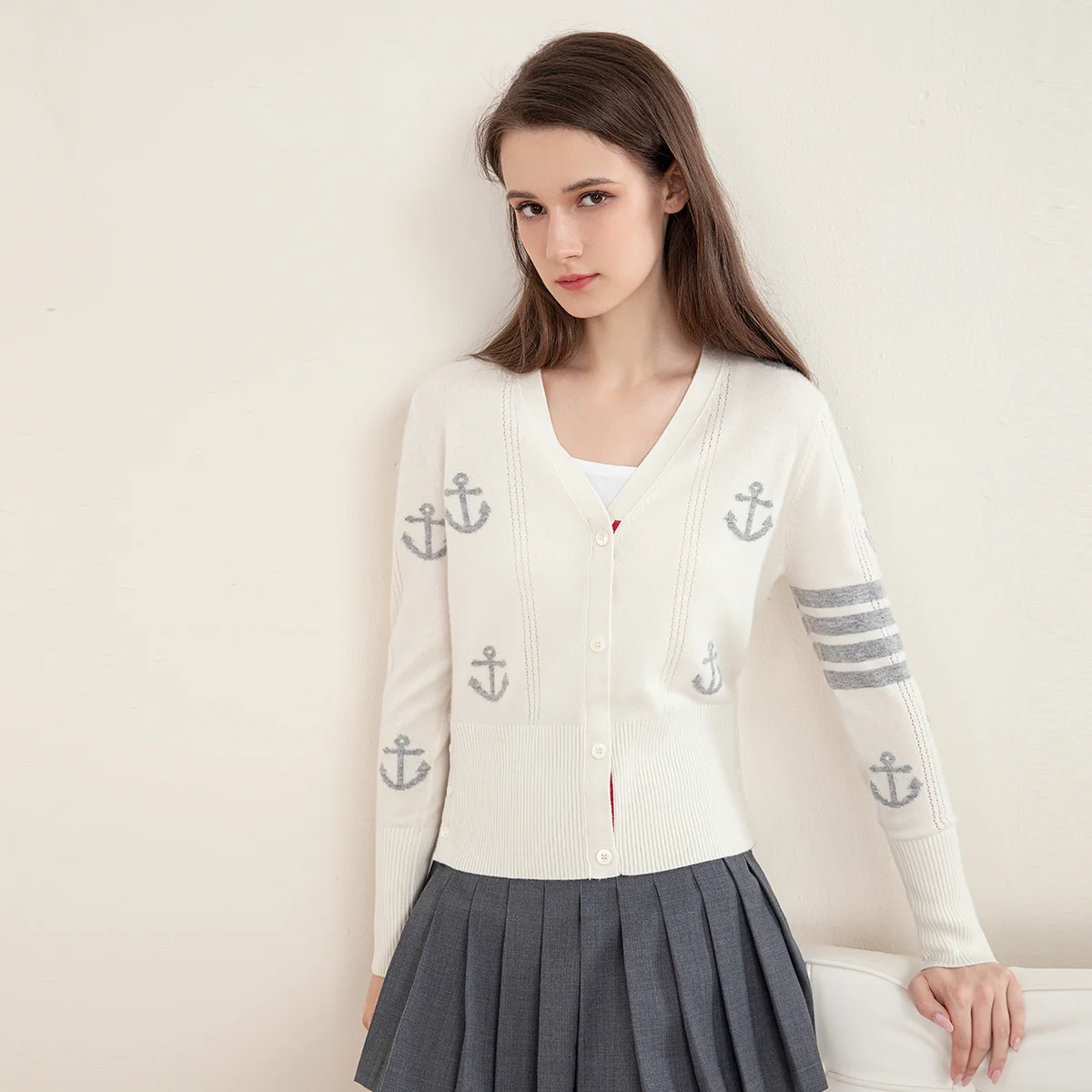 TC-223 100% Cashmere High Quality Women\'s Knitted Cardigan pure cashmere sweater