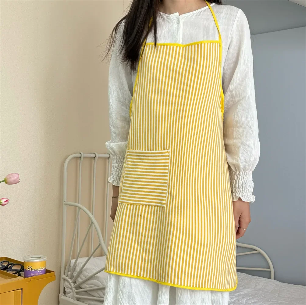 Towel Fabric Simple Striped Apron Hanging Neck Apron Wipe Can Hands Cafe Craft Studio Floral Work