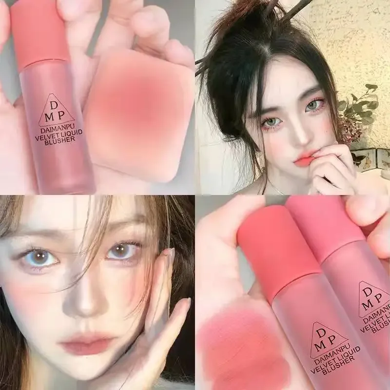 Blush líquido rosa de longa duração, à prova d'água, não desbota, fácil coloração, hidratante, ilumina a tez dos cosméticos faciais