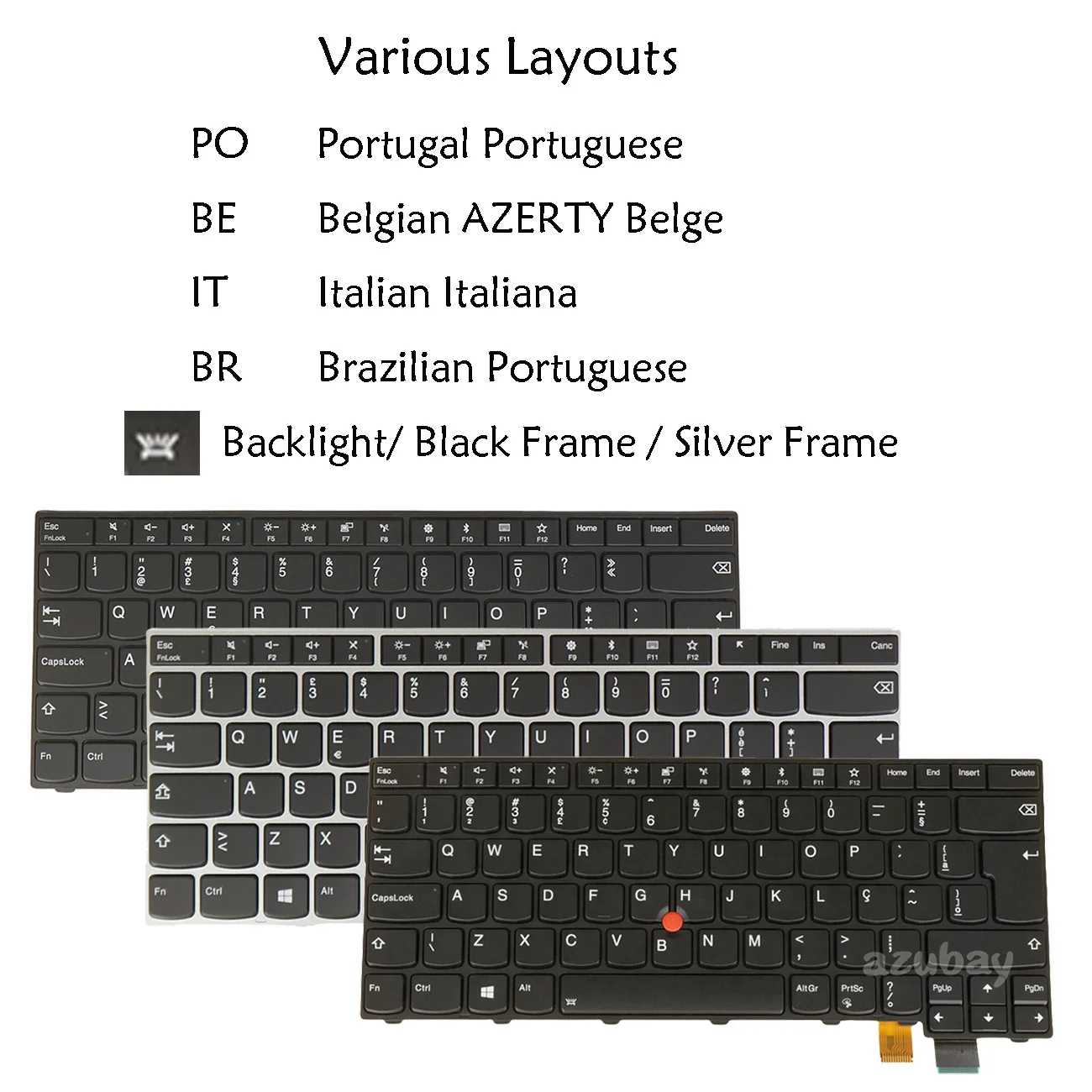 Backlit Keyboard for Thinkpad T460S 20F9 20F, T470S 20HF 20HG 20JS 20JT, 01EN745 Brazilian Portuguese Belgian AZERTY Italian