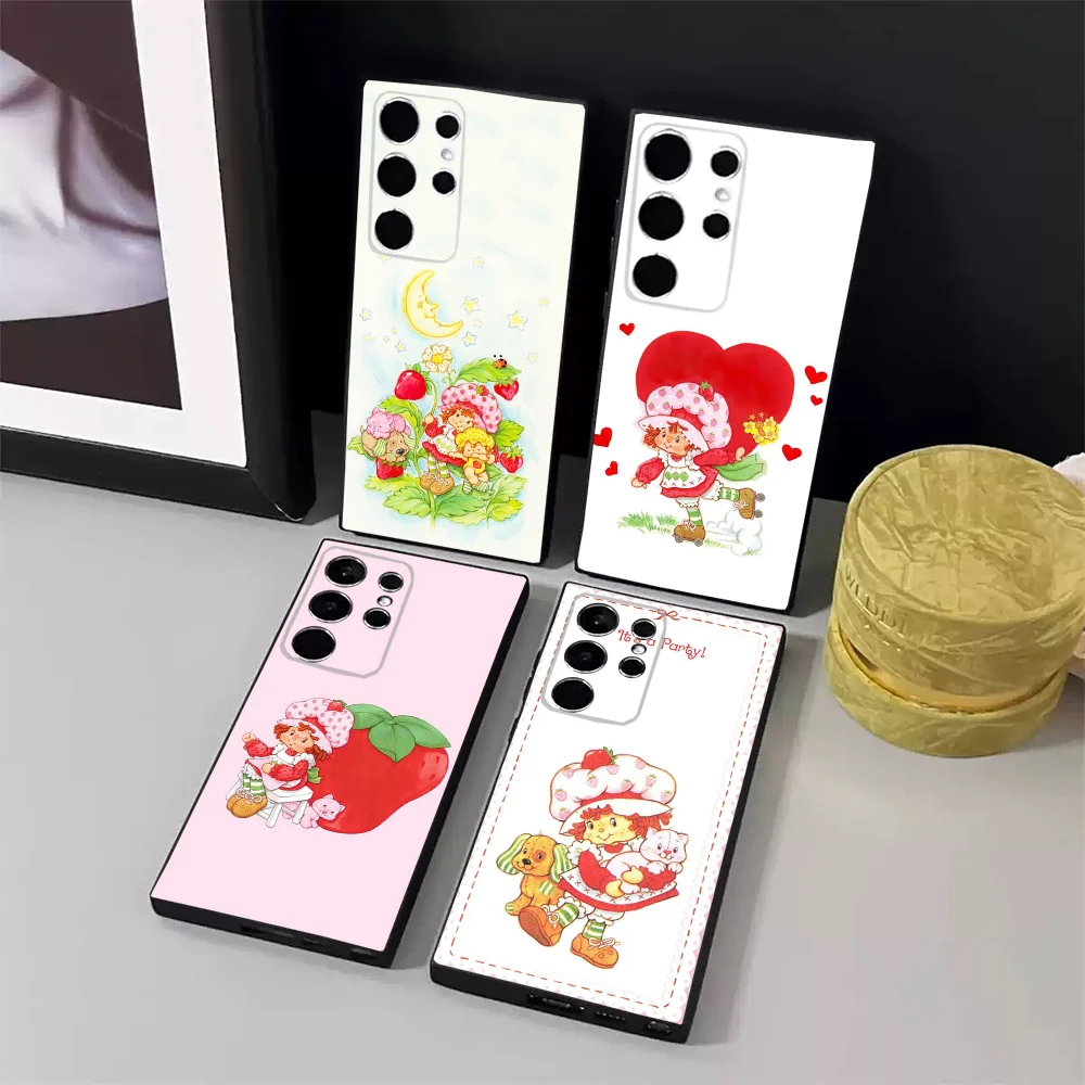 

Vintage Strawberry Shortcake Girl Phone Case For Samsung S24,23,22,30,21,10,9,Ultra,Plus,Lite,FE,5G Black Soft Case