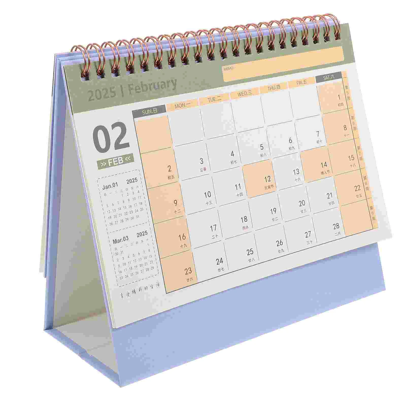 

Mini Desk Calendar 2025 Table Decor Clock Tabletop Month Office Daily Use Standing Lavender Home Supplies