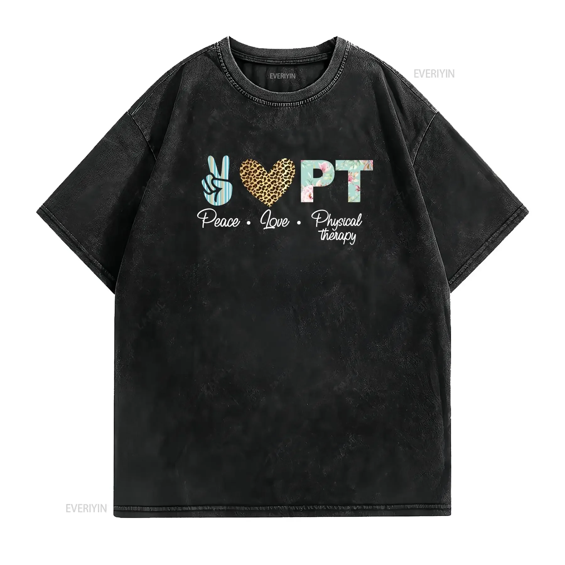 Peace Love Physical Therapy T Shirt PT Therapist GifT For Medical Worker Assistant tee vintage Washed Stretched Stylish