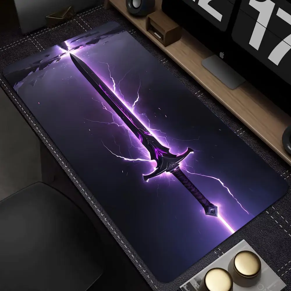 Purple Lightning Sword Mouse Pad XXL Anti-Slip Rubber Computer PC Gamer Accessories Desk Mat Large Office Gaming Long Mousepad
