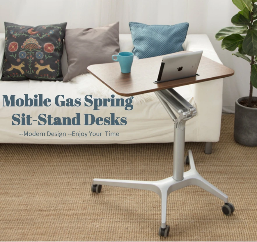 Gas lift mobile workstation cart sit-stand Desk for home office