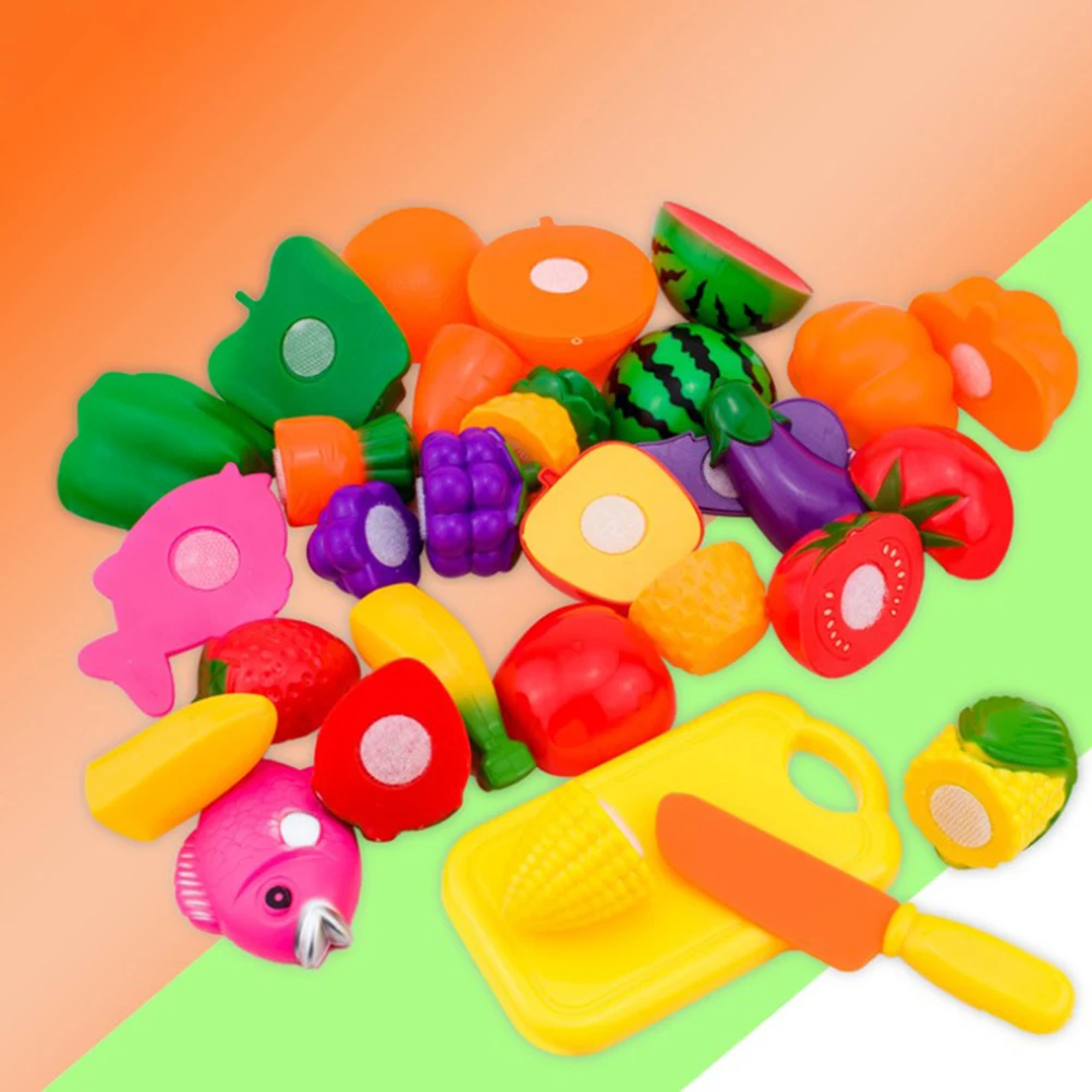 

16pcs Chidren Funny Toys Cut Vegetables and Fruits Toys Set Playing House Kitchen Combination Vegetables Toy Set