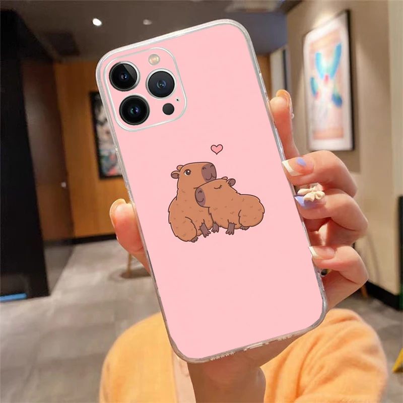 

Cute Capybara cartoon Phone Case Carcasa Funda For iPhone 17 Pro Max Air 16 15 14 13 Pro Max 15 16 Pro 15Plus Case