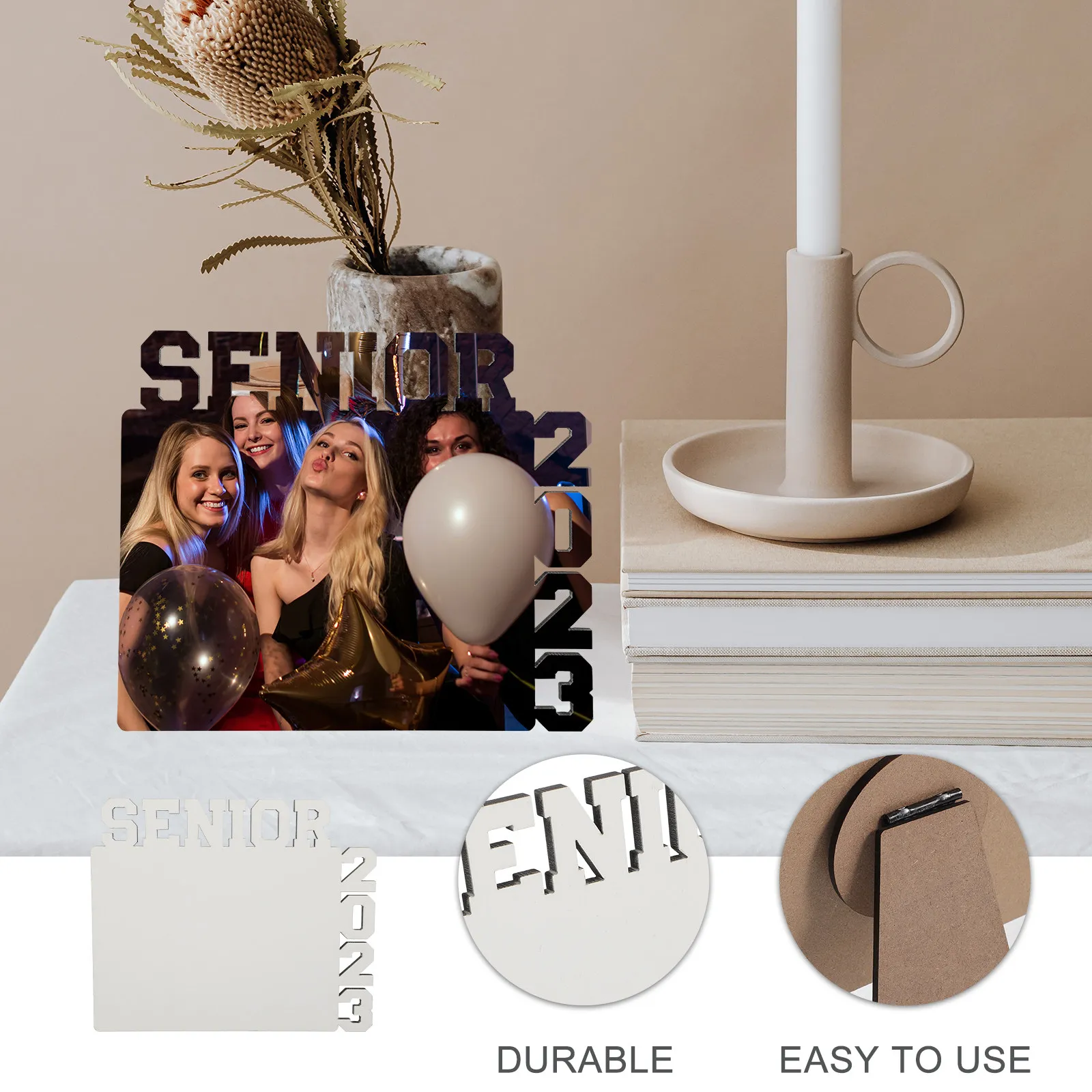 Sublimation Blank Graduation Photo Frame Desktop Centerpiece Ornament for DIY Custom Grad Party Decoration Table Decor Home