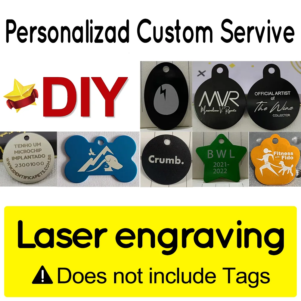 20/100/200pcs Dog Tag Customization Laser Engraving Service(This Link Not ContTags ) Not Include Dog ID Tags