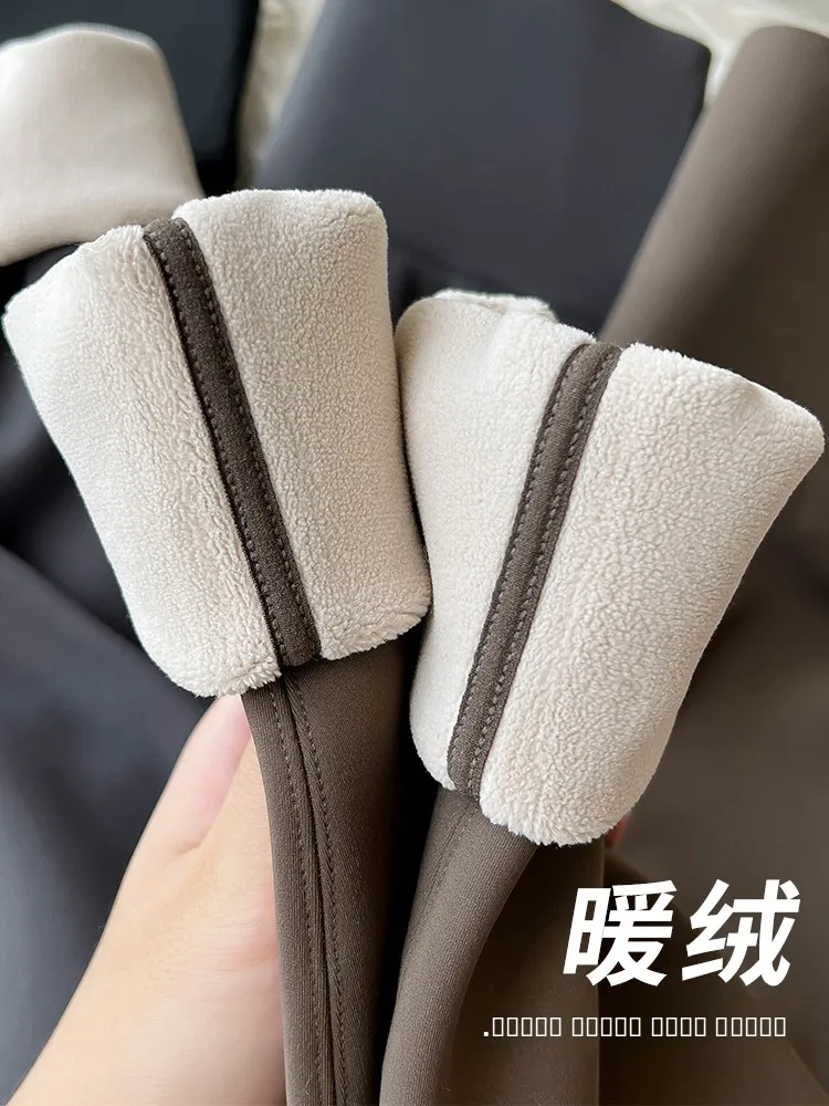 

Женские утепленные брюки с высокой талией для йоги из искусственной кожи, осенне-зимние теплые брюки с эффектом подтяжки ягодиц, повседневные длинные брюки из хлопка