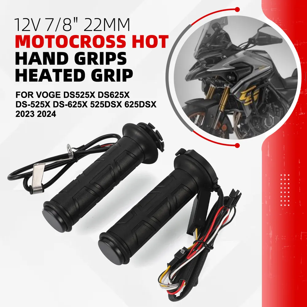 

12V 7/8" 22mm Hot Hand Grips Heated Grip For VOGE DS525X DS625X DS-525X DS-625X 525DSX 625DSX 2023 2024- Motorcycle Accessories