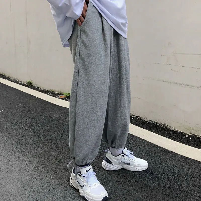 Deeptown Casual Oversized Grey Sweatpants Women Sports Korean Fashion Joggers Wide Leg Pants Loose High Waist Summer Trousers