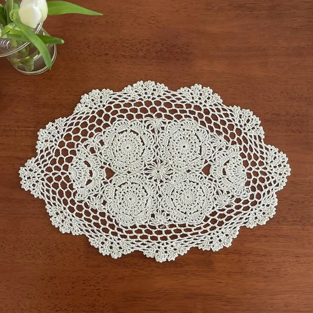 New Round Oval Crochet Doilies Crochet Cotton Beige Cotton Doilies Handmade Doilies