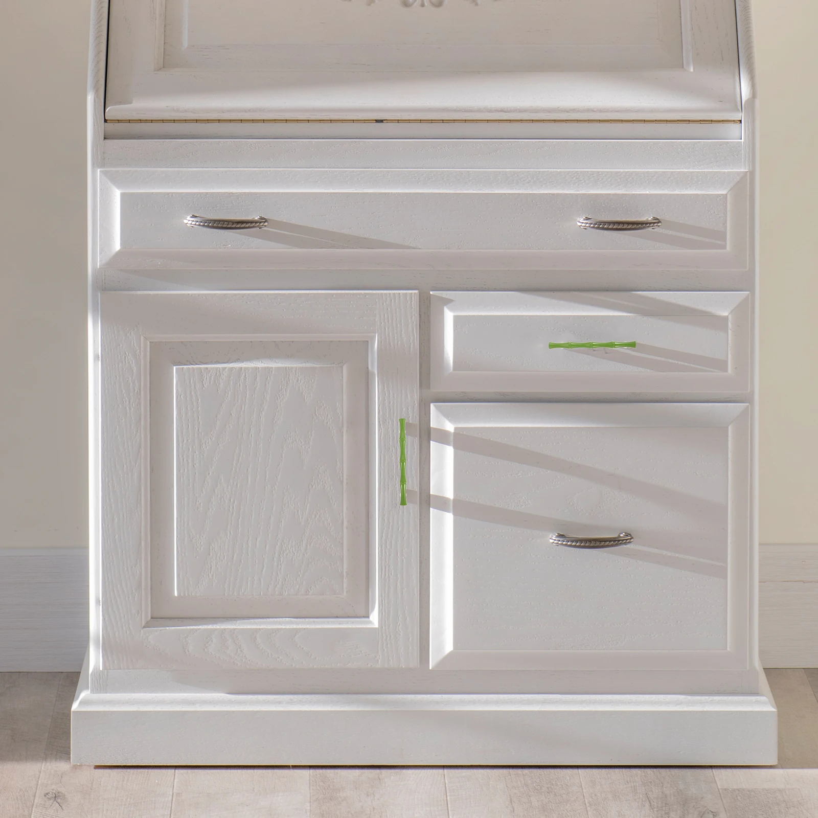 

2pcs Bamboo Shaped Drawer Pull Handle Cabinet Knobs Green Vintage Furniture Hardware Zinc Alloy Closet Wardrobe