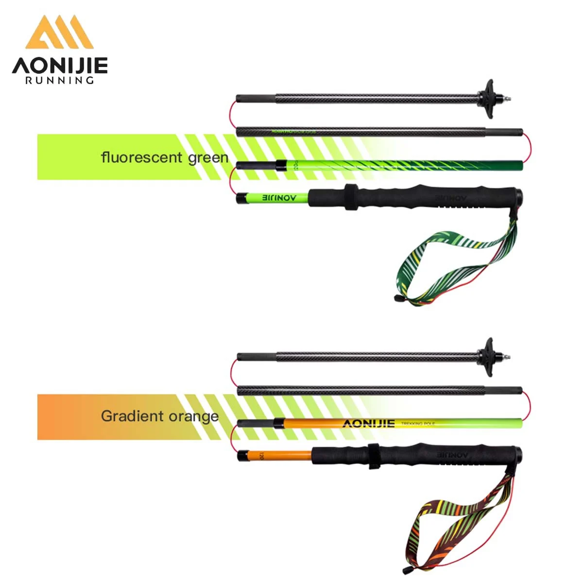 AONIJIE E4204 Carbon Fiber Foldable Trail Running Poles Lightweight EVA Grip Reinforced Tube Quick Lock System for Trail Running