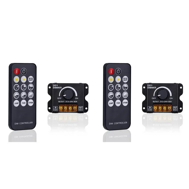 PHILE-2X DC 5V 12V 24V 30A RF-LED Dimmer PWM Dimming Controller Wireless Control ,For Monochrome LED Strip Lights