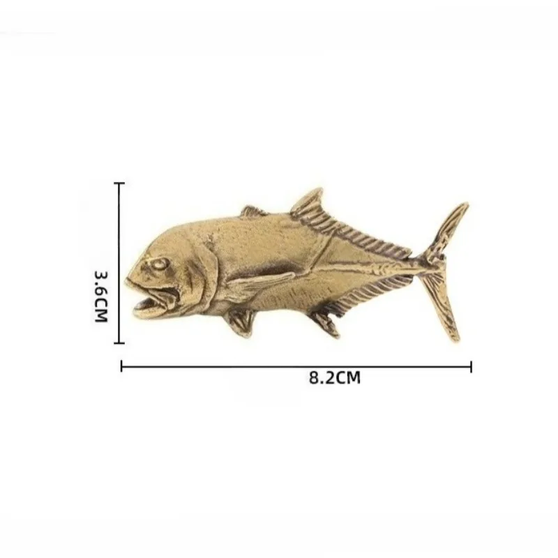 1 PC Antique Finish Brass Trevally Figurines Shallow Sea Tyrant Big Fish Ornament Marine Animal Souvenir Collection Home Decor