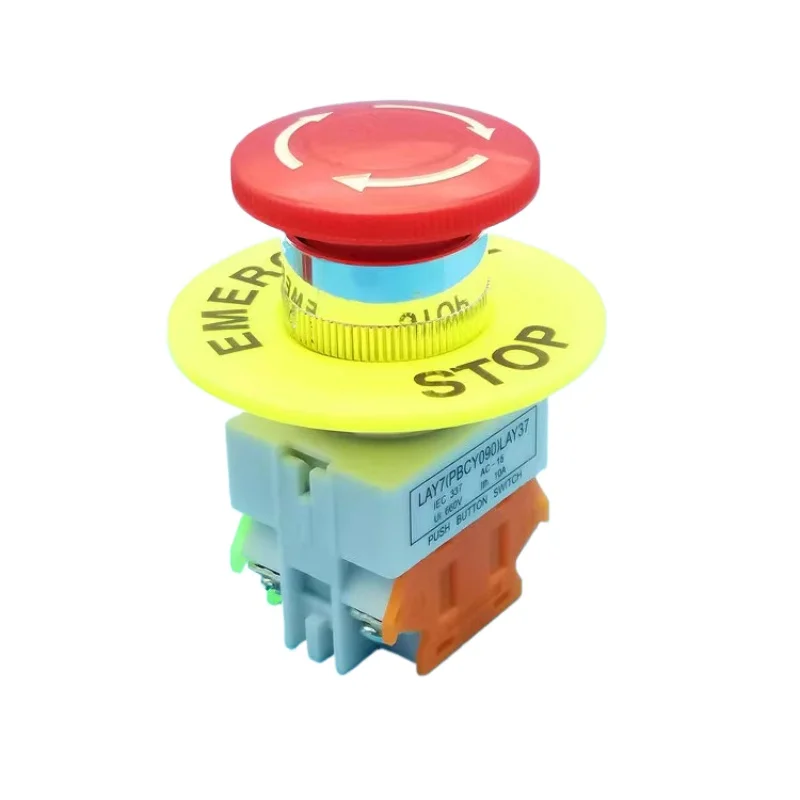 Red Mushroom Cap 1NO 1NC DPST Emergency Stop Push Button Switch AC 660V 10A Switch Equipment Lift Elevator Latching Self Lock