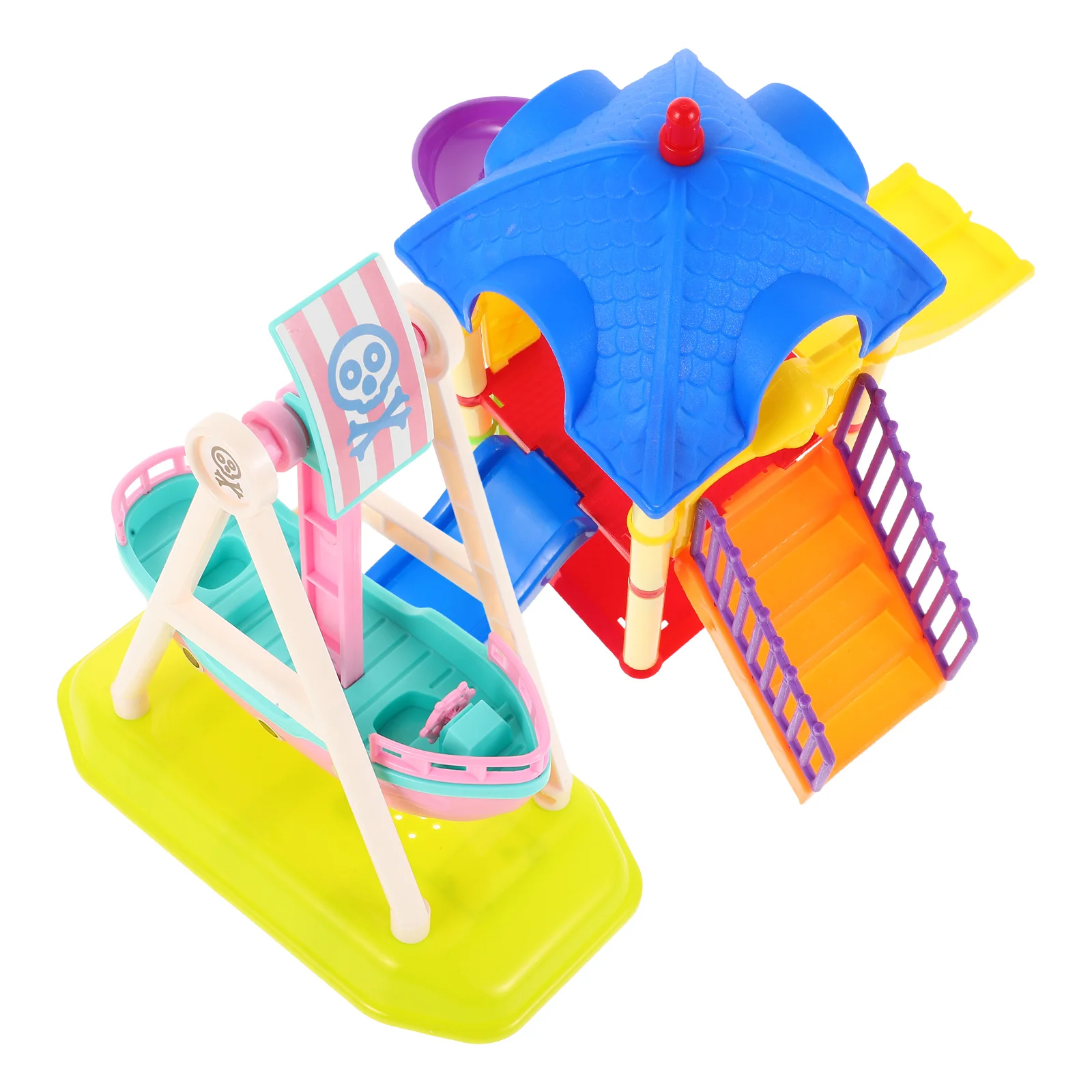 

2 Pcs Playground Model Slide Pirate Ship Toy Baby Toys Mini Piggy Accessories for Dolls