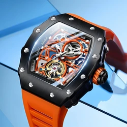 Fashion Luxury Men's Watch ONOLA Hollow Out Rudder Flywheel Fully Automatic Mechanical Waterproof Silicone Watches Clock