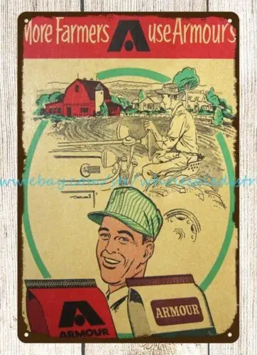 1954 Armour's Crop Fertilizer Tractor Farming metal tin sign garage wall art