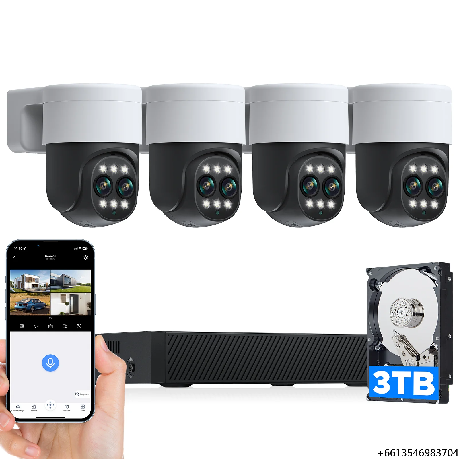 

PoE Security Camera System with Dual-Lens,4PCS 10X Hybrid PTZ Surveillance Cameras Outdoor,8CH 4K NVR,3TB HDD for 24/7 Recording