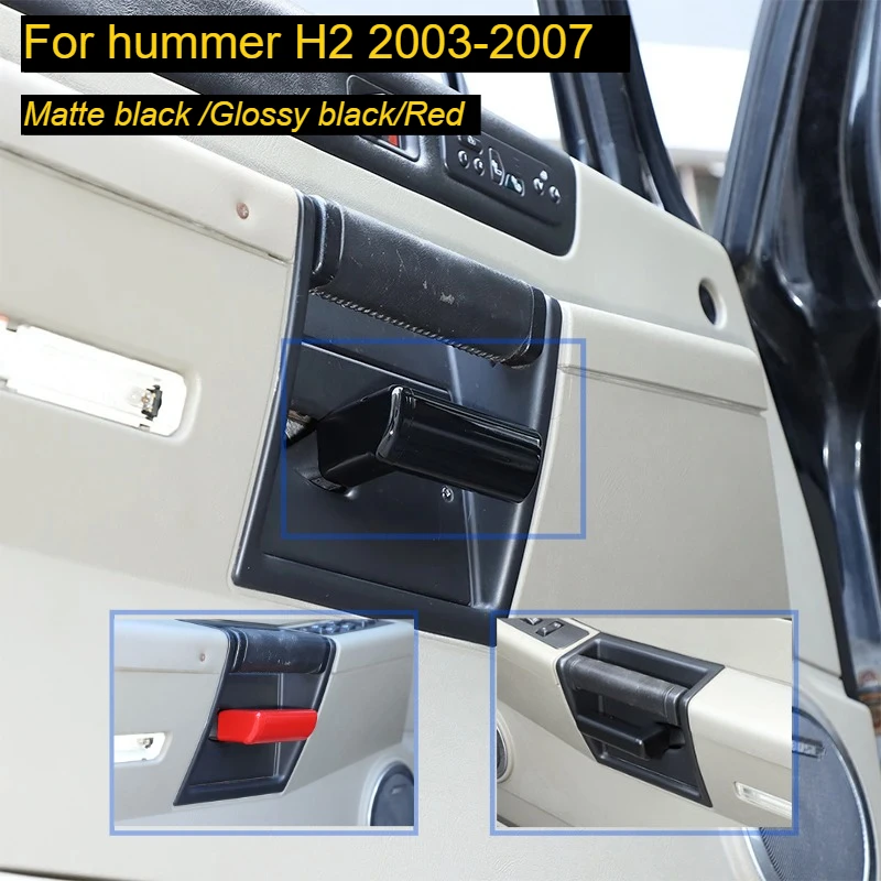 

For Hummer H2 2003-2007 ABS Black Car Inner Handle Protection Decorative Cover Sticker Interior Car Accessories