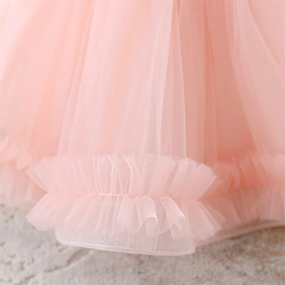 Kleinkind Blumen-Netz Ballkleid Party Baby Mädchen Kleid Elegantes Tauf- Geburtstags- Hochzeits-Prinzessinnenkleid Brautjungfern-Ballkleid Kostüm – Detail 7