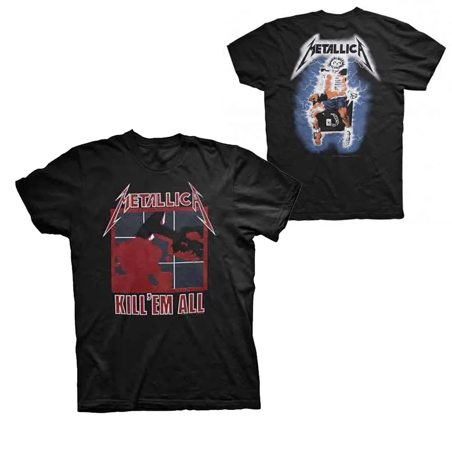 Image of Kill Em All Ride The Lightning Dual Album Metallica Band T-Shirt Baumwolle Grafik-T-Shirt Herren Damen Sommer Streetwear