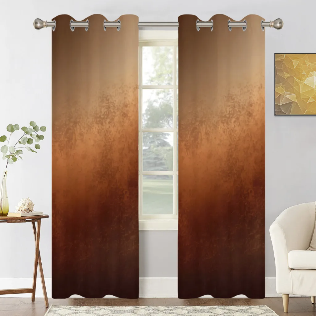 

Gradient Brown And Rust Bronze Shading Curtains for Living Room Decoration Window Curtain 2 PC