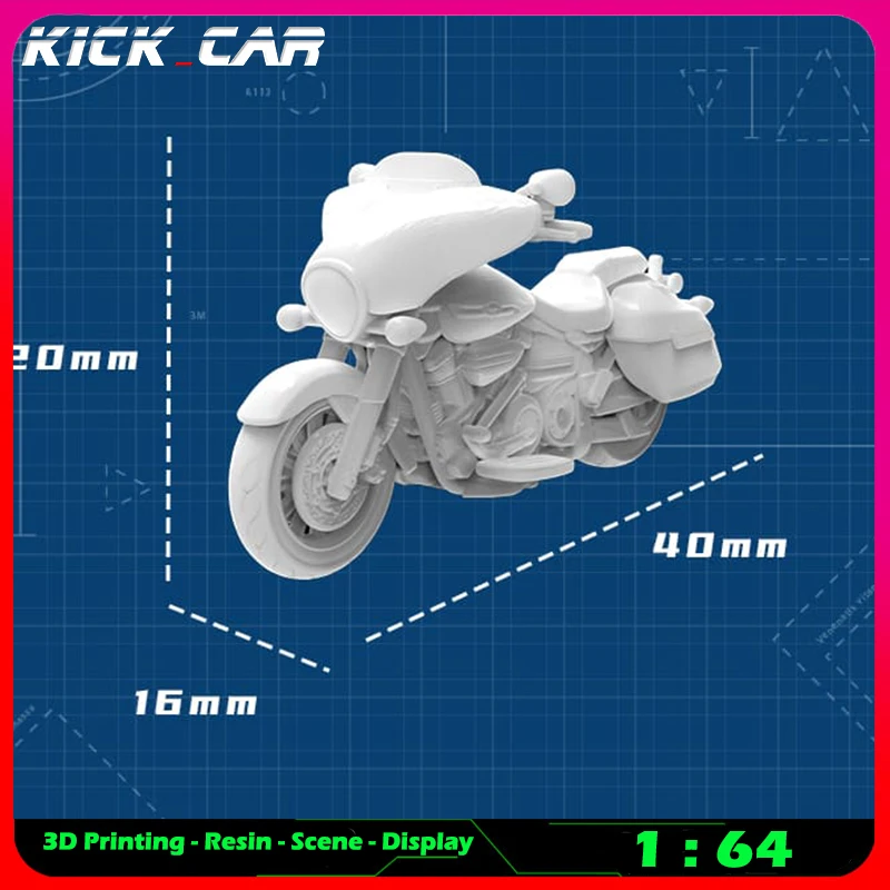 Kicarmod 1/64 Motorrad (ohne Jiffy-Ständer) Modellauto Diorama ungefärbtes Harz Garage Szene Dekoration Simulation Szene Spielzeug – Detail 4