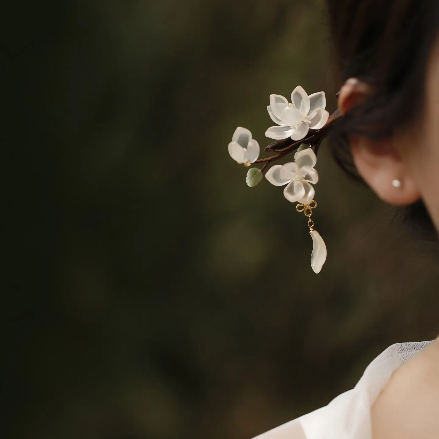 Traditional Chinese Style Hanfu Vintage Magnolia Sandalwood Hair Stick Pearl Tassel Elegant Cheongsam Headwear Women Hairpin For