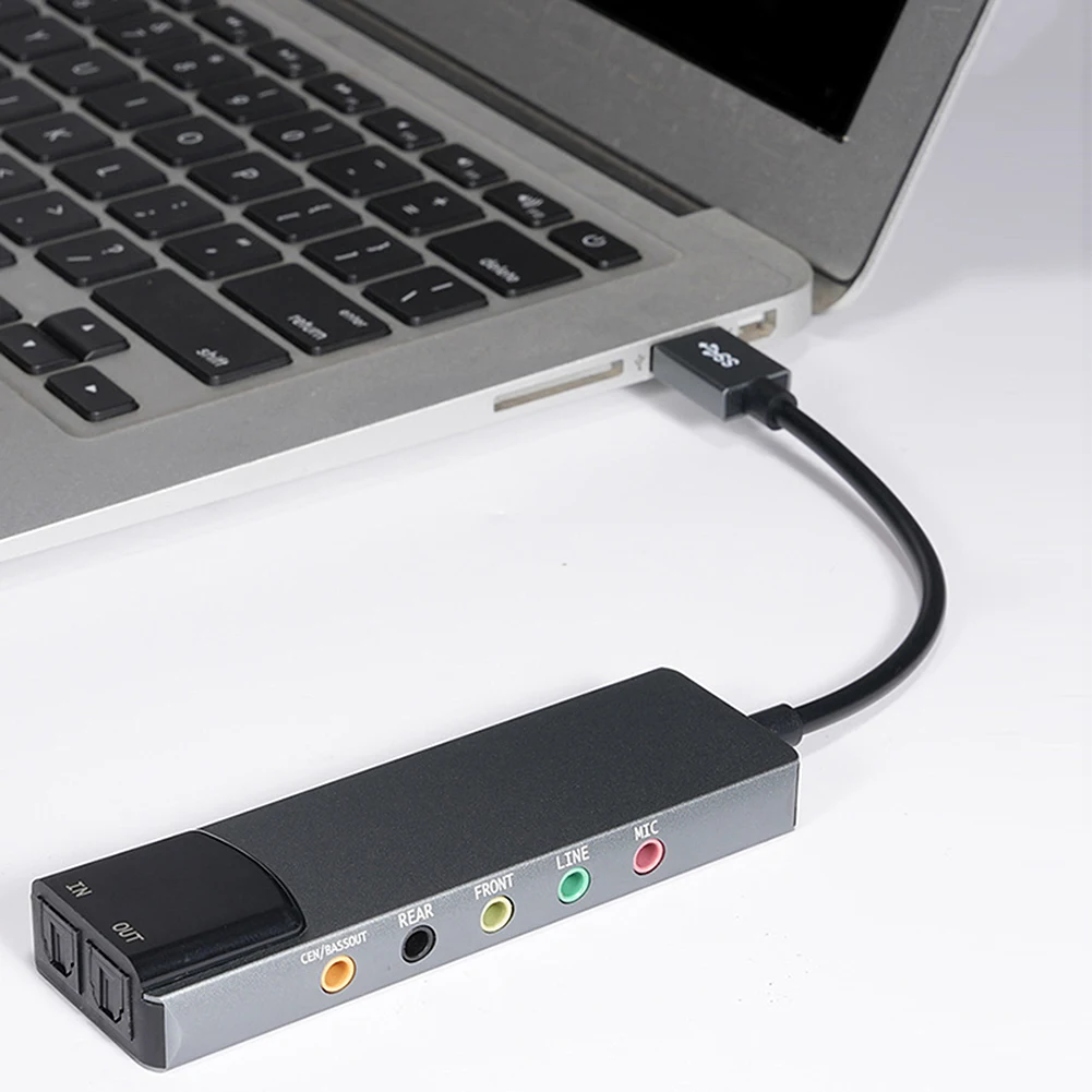 External Audio Card AC-3 DTS Headphone Adapter Soundcard External Audio Converter Aluminium Alloy SPDIF Optical for PC Computer