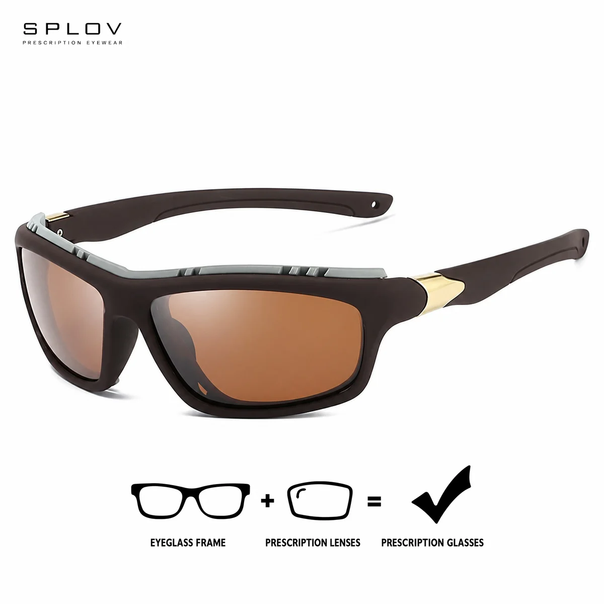 SPLOV Sport Polarized Prescription Sunglasses Full-Rim Wind-Resistant Cycling Glasses with Multiple Color Tinted Lens Options