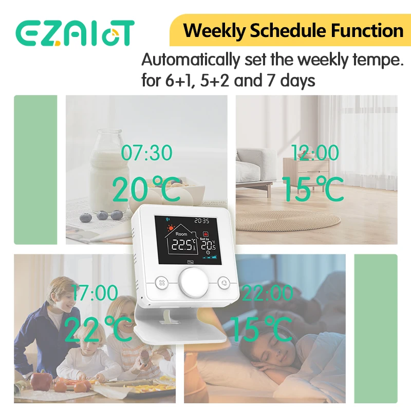 Termostato y receptor inalámbrico inteligente Tuya para caldera, controlador remoto de temperatura de calefacción de habitación programable por WiFi, voz de Google