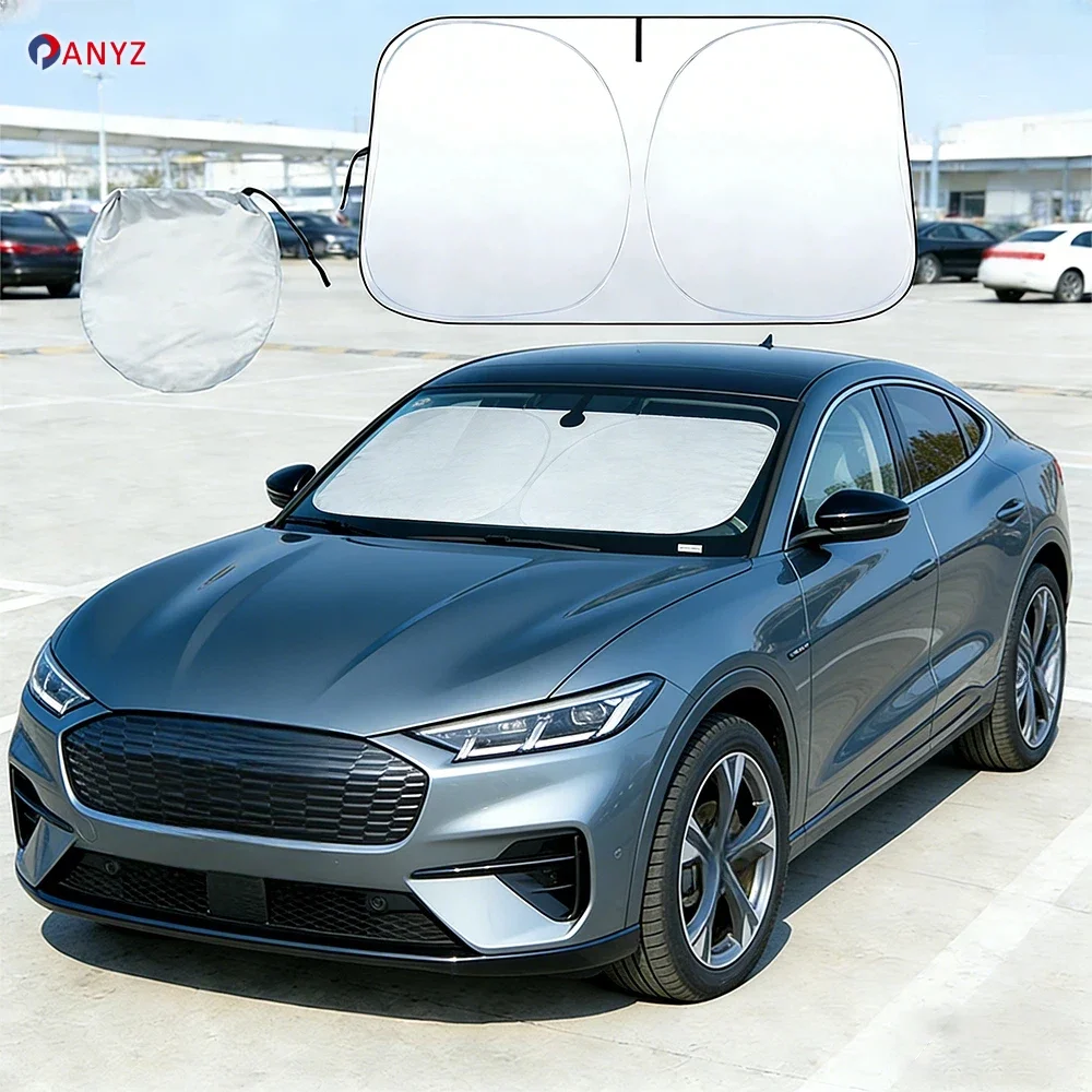 Car Windshield Sun Shade For Ford Mustang Mach-E 2021-2024 Sunshade Sun Visor Protector Foldable Blocks UV Rays