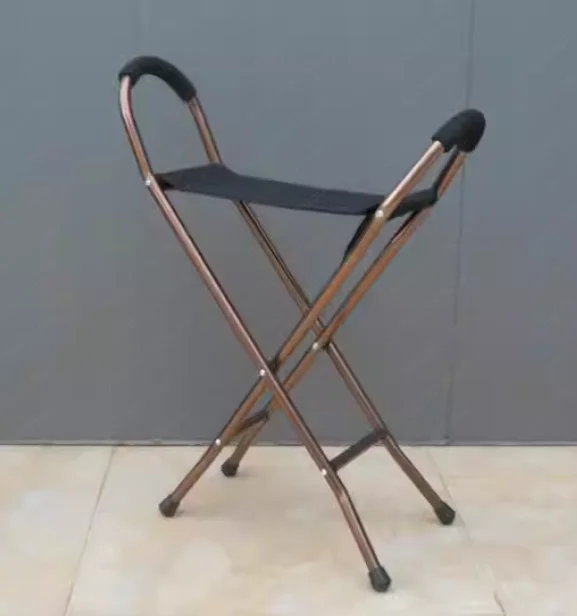 Four-legged stool Aluminum alloy cane stool Thickened walker Sitting cane Foldable elderly cane Outdoor bench
