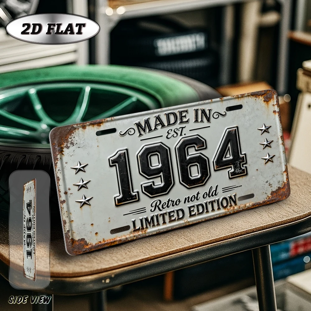 2D Flat - [Open ]2D Flat, 2D Plane, 1pc, Retro Metal Decorative Sign (12 × 6 Inches), 1964 Manufactured Retro Vintage Decorative