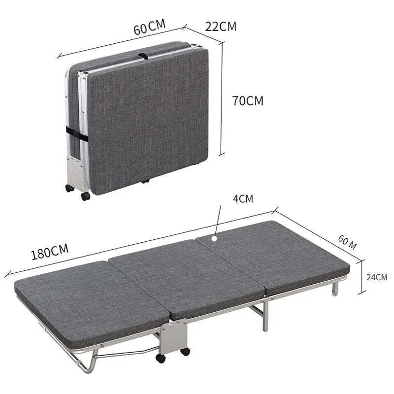 180*60*26cm 2022 New Office folding bed single bed escort bed nap bed nap bed camp bed hard board tri-fold bed deck chair