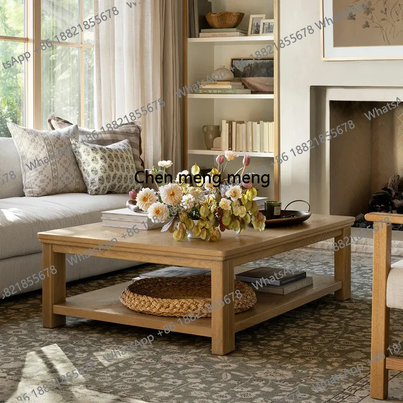 American country old solid wood coffee table French antique living room rectangular coffee table