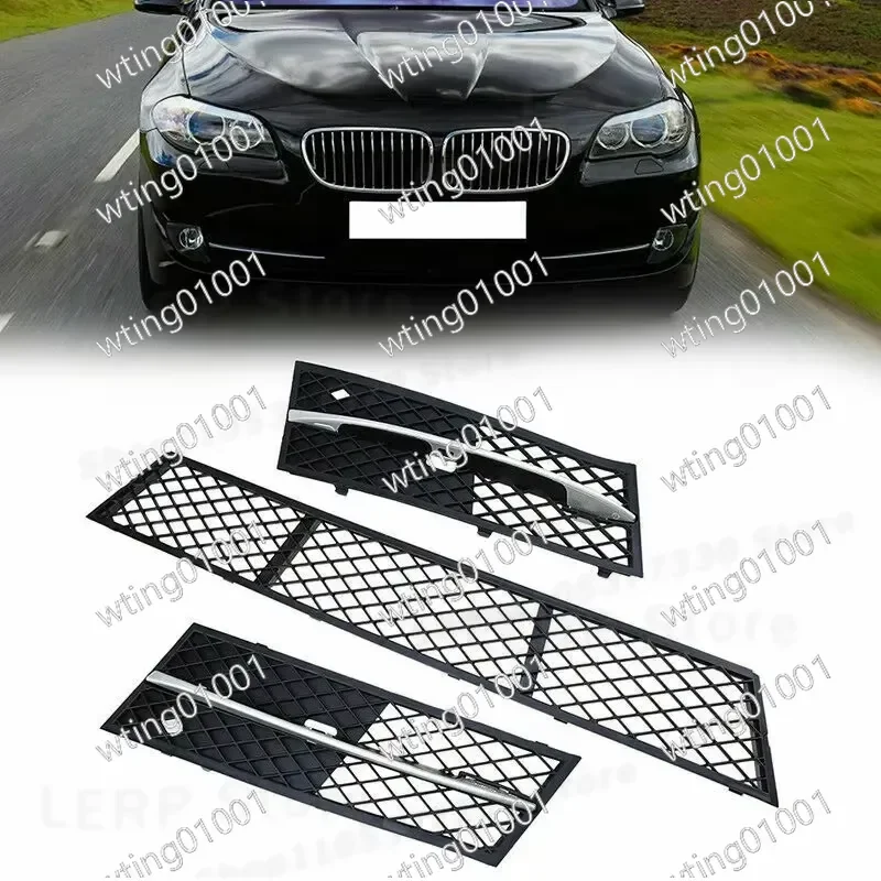 Front Bumper Lower Grille Kit Center Left Right for BMW 5 Series F10 F11 2010-2013 Replace 51117200699 51117200700