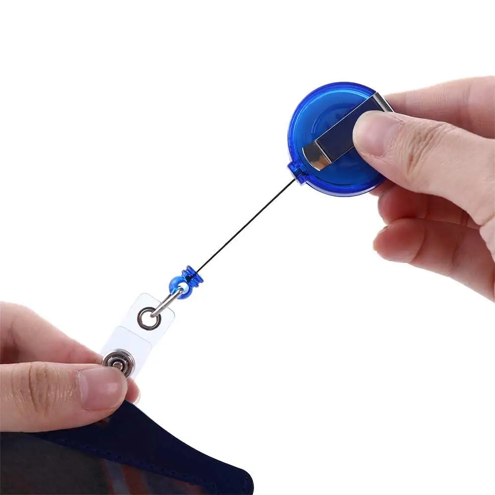Business Card PU Leather Card Holder Clip Horizon Style Retractable Badge Reels Name Card Holder Nurse Doctor ID Badge Holder