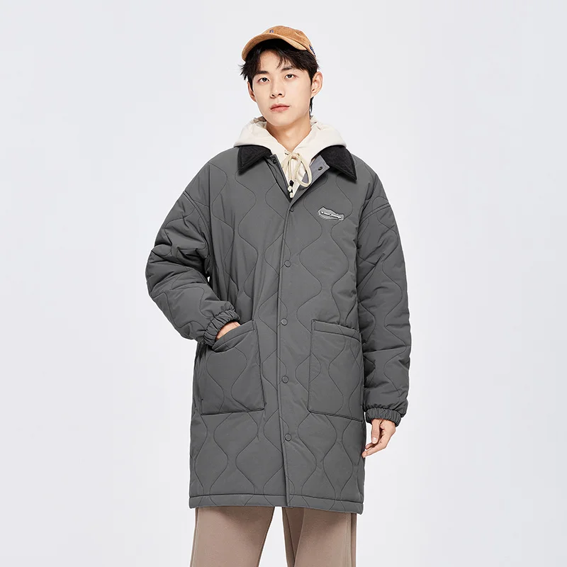 Semir Cotton Padded Coat Men Lightweight Gourd Loose Long Coat 2022 Winter Color Contrast High Street Fashion