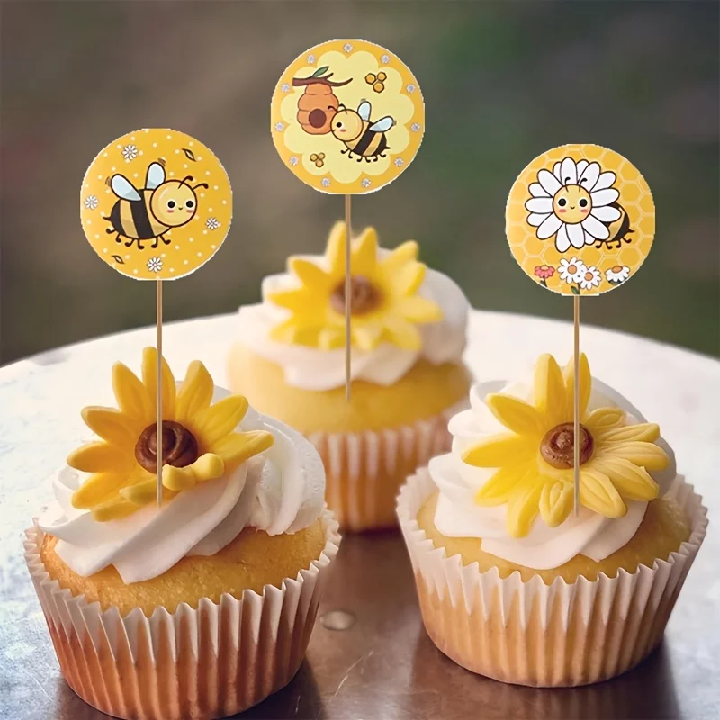 500pcs/roll, Bee Round Stickers,Yellow Bee Pattern, Bee Theme Party Cartoon Stickers,Decor,Happy Birthday Party Decoration - view 6