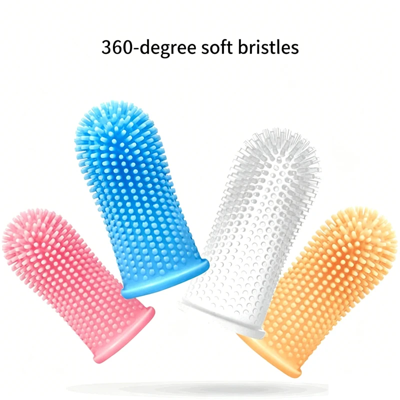 5Pcs/Set Pet Finger Toothbrush Soft Silicone 360° Bristles Teeth Cleaning Brush For Dogs Cats Oral Care Tool with Storage Case